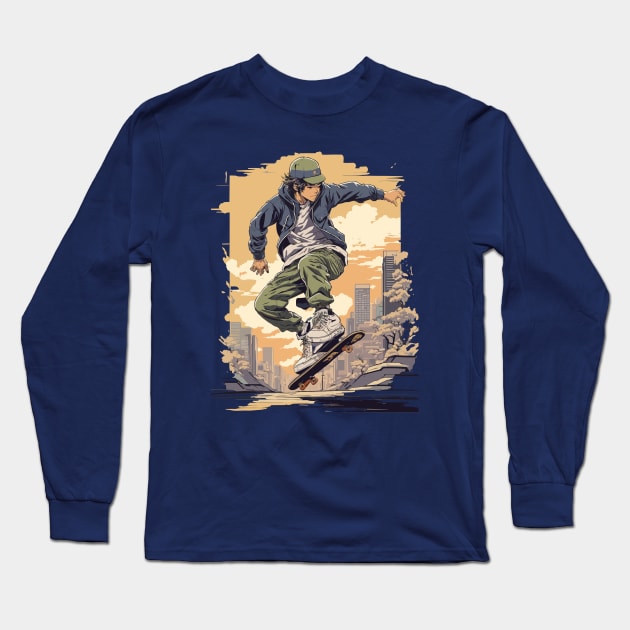 Anime skateboarder Long Sleeve T-Shirt by Alex